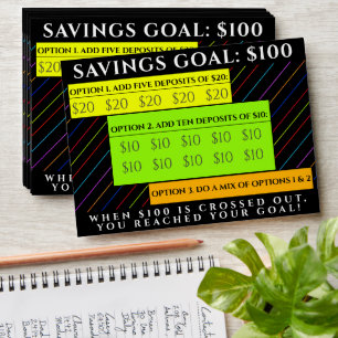 $100 Savings Goal Money Stripes Envelope