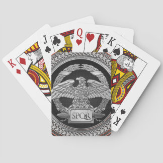 [100] Silver Roman Imperial Eagle over Medallion Playing Cards