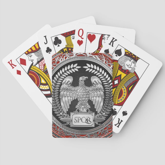 [100] Silver Roman Imperial Eagle Playing Cards (Back)