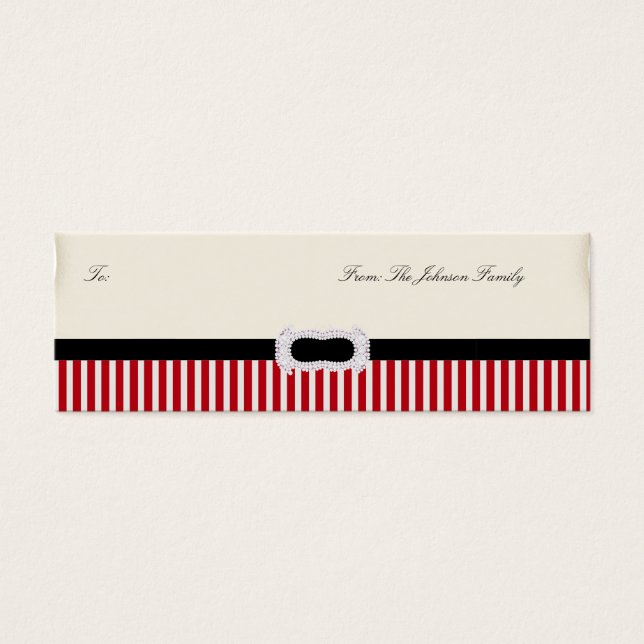 100 Striped Christmas Photo Personalised Gift Tag (Front)