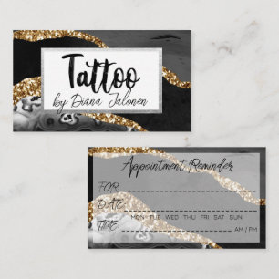 100 Tattoo Artist Appointment Reminder  Black Gold Business Card