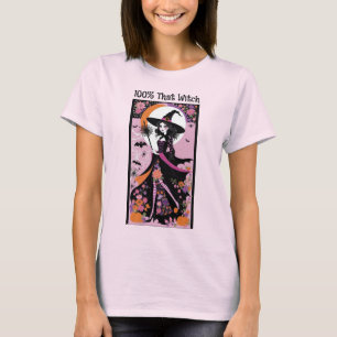 100% That Witch Funny Halloween Floral Witch T-Shirt