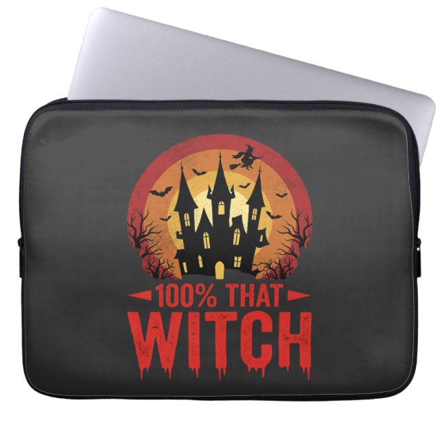 100% That Witch Halloween Castle Laptop Sleeve (Front)