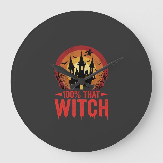 100% That Witch Halloween Castle Large Clock (Front)