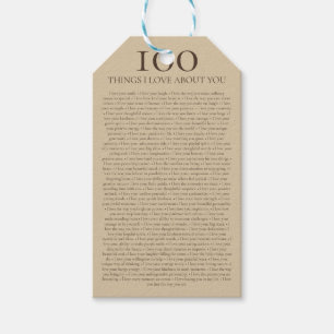 100 Things I Love About You Customisable Gift Tags