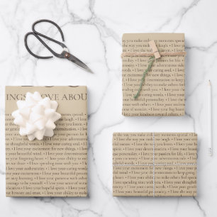 100 Things I Love About You Customisable Gift Wrapping Paper Sheet