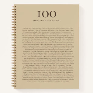 100 Things I Love About You Tan And Rich Coffee Notebook