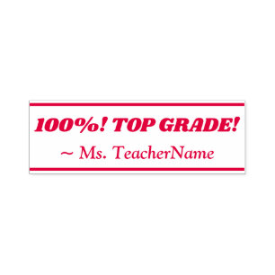 "100%! TOP GRADE!" + Instructor Name Rubber Stamp