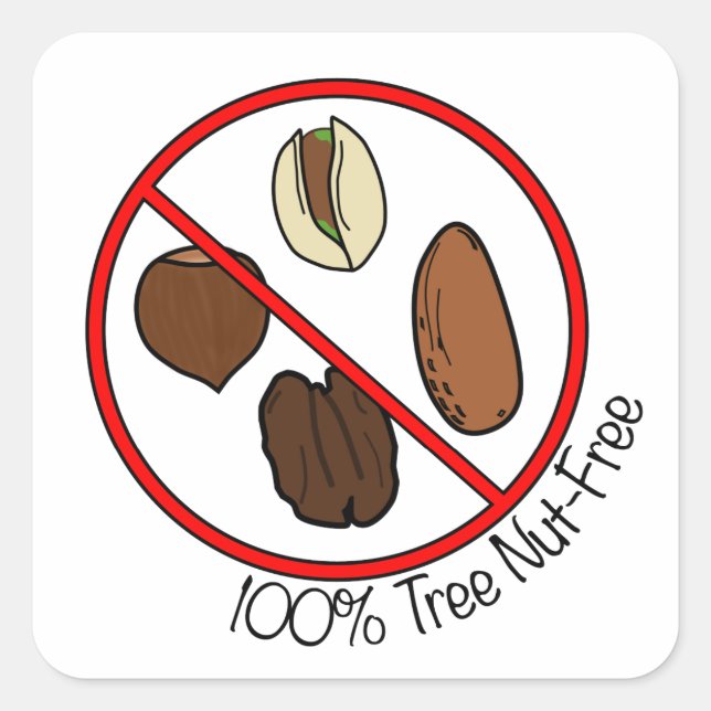 100% Tree Nut Free Square Sticker (Front)
