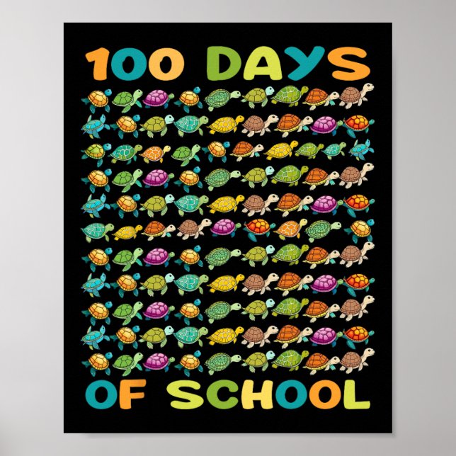 100 Turtles 100 Days Of School Turtle Lovers  Poster (Front)