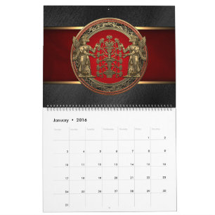 [100] Two Gold Ninurtas with Tree of Life Calendar