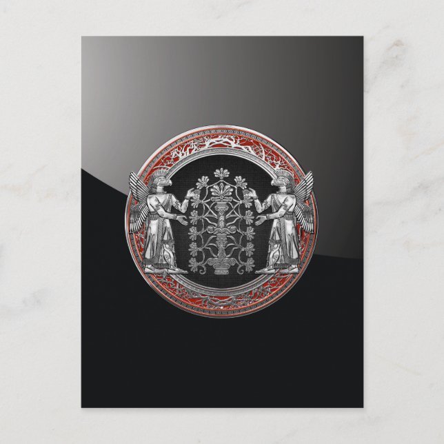 [100] Two Silver Ninurtas with Tree of Life Postcard (Front)