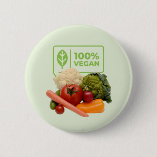 100% Vegan and Proud 6 Cm Round Badge