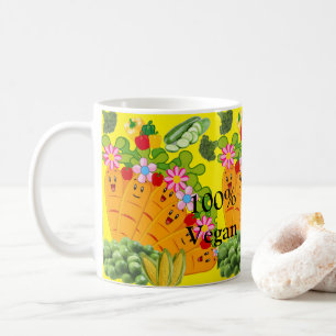 100% Vegan Carrots Peas Yellow Mug