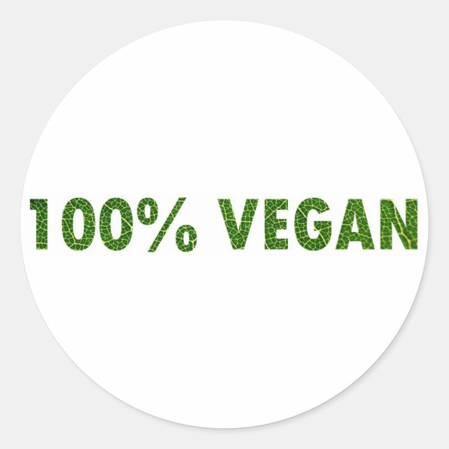 100% Vegan Classic Round Sticker (Front)