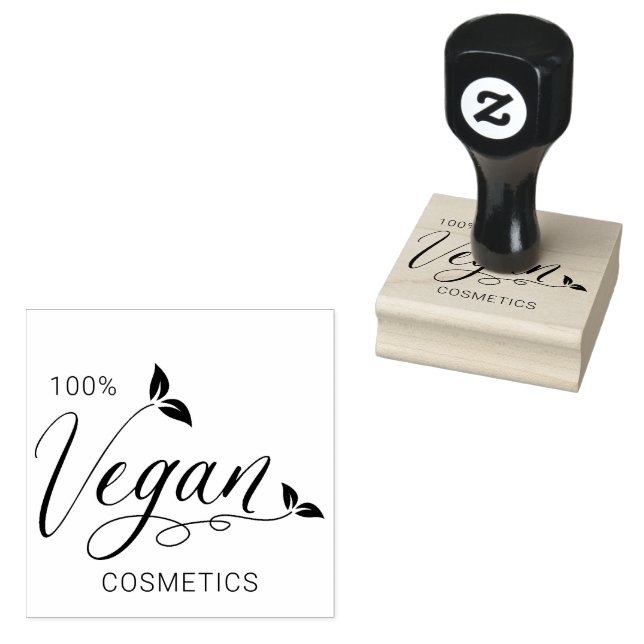 100% vegan cosmetics Creative Vegan Logo Rubber Stamp (Stamped)