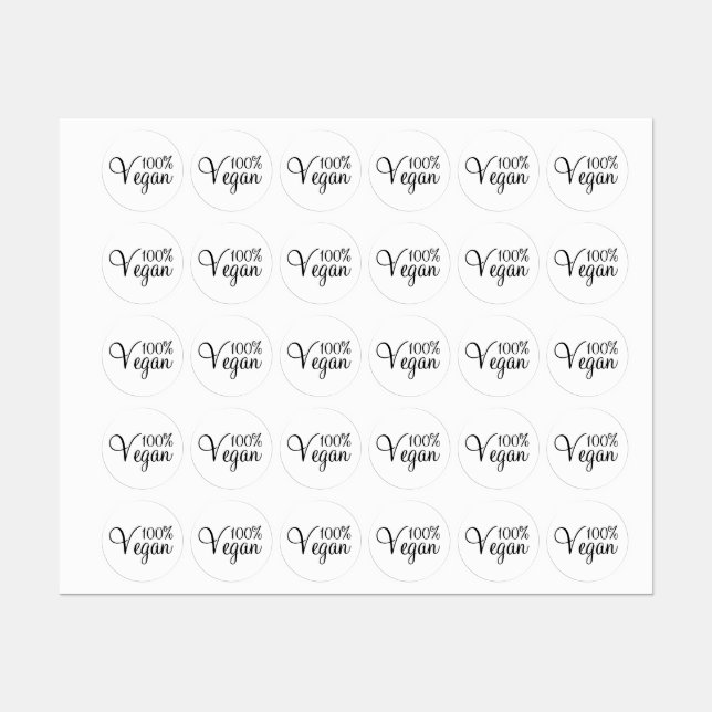 100% Vegan Labels (Sheet)