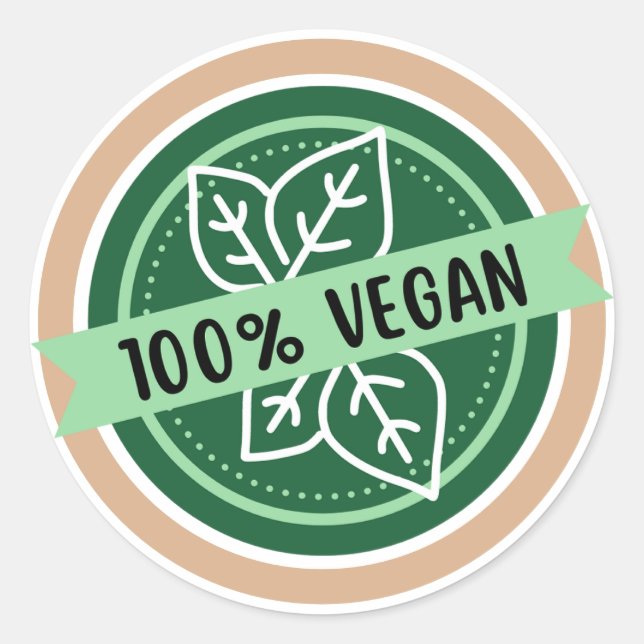 100% Vegan, Only Vegan Ingredients Classic Round Sticker (Front)