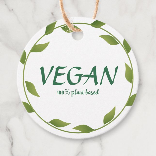 100% Vegan Plant Based Business Hang Tag Template (Front)