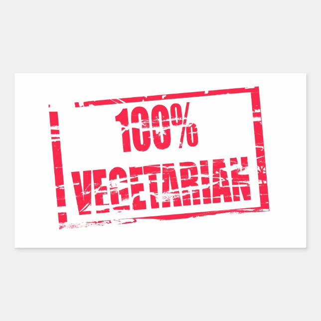 100% vegetarian rectangular sticker (Front)