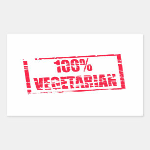 100% vegetarian rectangular sticker
