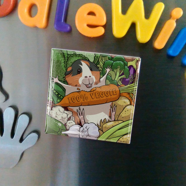 100% Veggie Happy Guinea Pig With Carrot Magnet (Creator Uploaded)