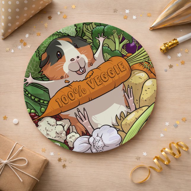 100% Veggie Happy Guinea Pig With Carrot Paper Plate (Creator Uploaded)