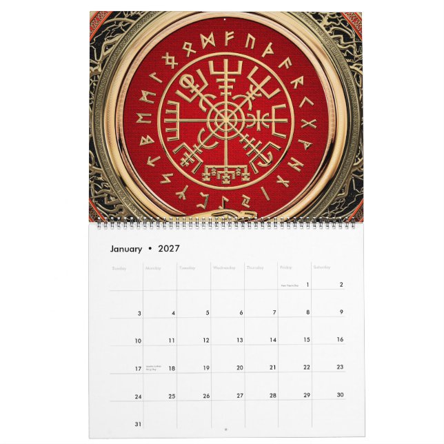 [100] Vegvisir - Viking Gold Magic Runic Compass Calendar (Jan 2027)