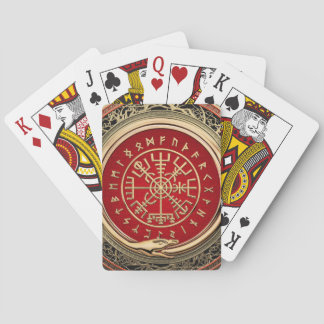 [100] Vegvisir - Viking Gold Magic Runic Compass Playing Cards