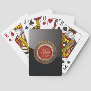 [100] Vegvisir - Viking Gold Magic Runic Compass Playing Cards
