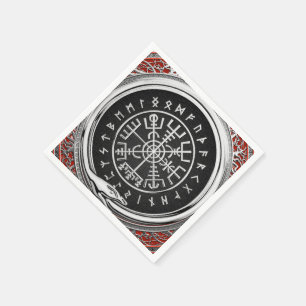 [100] Vegvisir - Viking Silver Magic Runic Compass Napkin