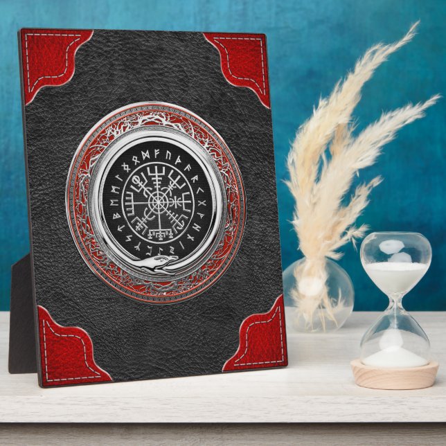 [100] Vegvisir - Viking Silver Magic Runic Compass Plaque (Side)