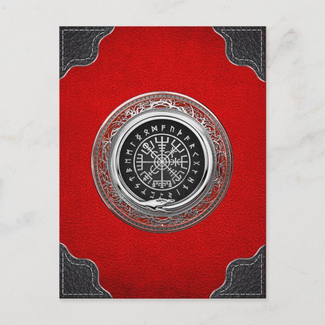 [100] Vegvisir - Viking Silver Magic Runic Compass Postcard (Front)