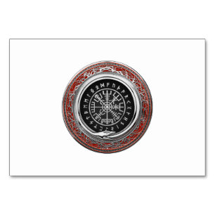 [100] Vegvisir - Viking Silver Magic Runic Compass Table Number