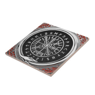 [100] Vegvisir - Viking Silver Magic Runic Compass Tile