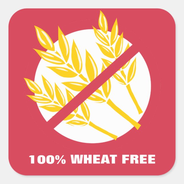 100% Wheat Free Food Allergy Celiac Alert Stickers (Front)
