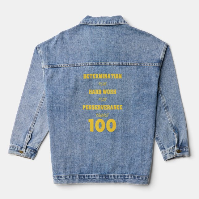 100 Wins Wrestling Quote  Denim Jacket (Back)