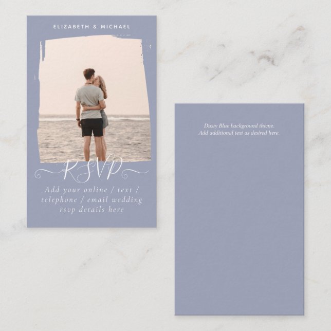 100 x Minimalist PHOTO Wedding RSVP Details Online Business Card (Front/Back)