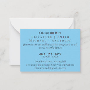 100 x PHOTO Change of Date Postponement incl ENVL. Advice Card