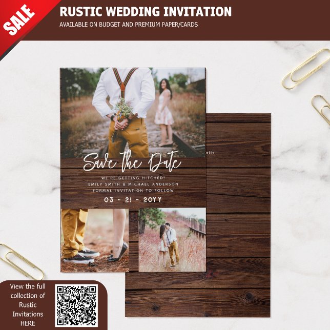 100 x RUSTIC Save The Dates - PHOTO COLLAGE (Creator Uploaded)