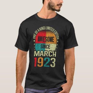 100 Year Awesome Since March 1923 Vintage 100yr Bi T-Shirt