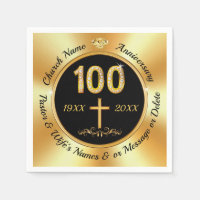 100 year Church Anniversary, Napkins in 3 Sizes
