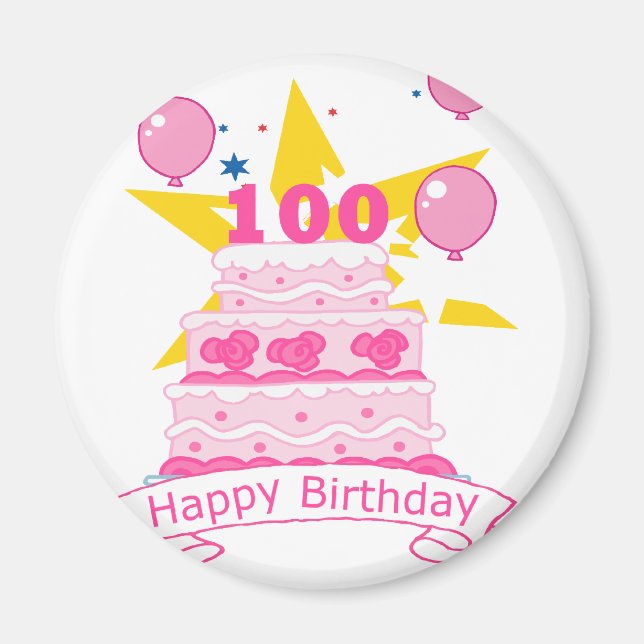 100 Year Old Birthday Cake Magnet (Front)