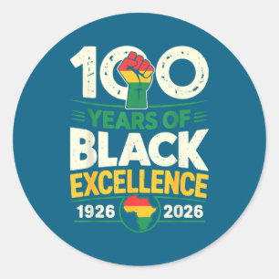 100 Years Black Excellence Centennial Classic Round Sticker