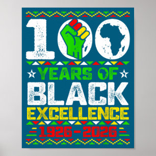 100 Years Black Excellence Centennial Illustration Poster