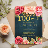 100 years floral elegant 100th birthday party