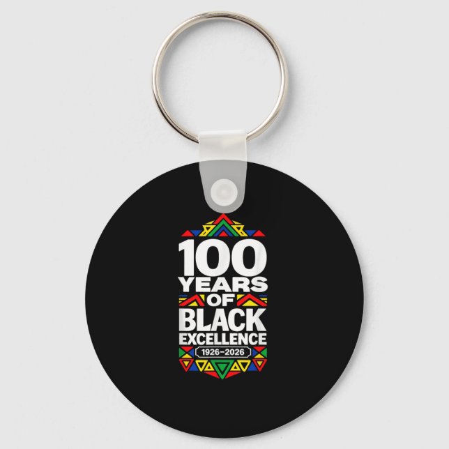 100 years of black excellence centennial black key ring (Front)