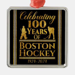 100 Years Of Boston Hockey Metal Tree Decoration