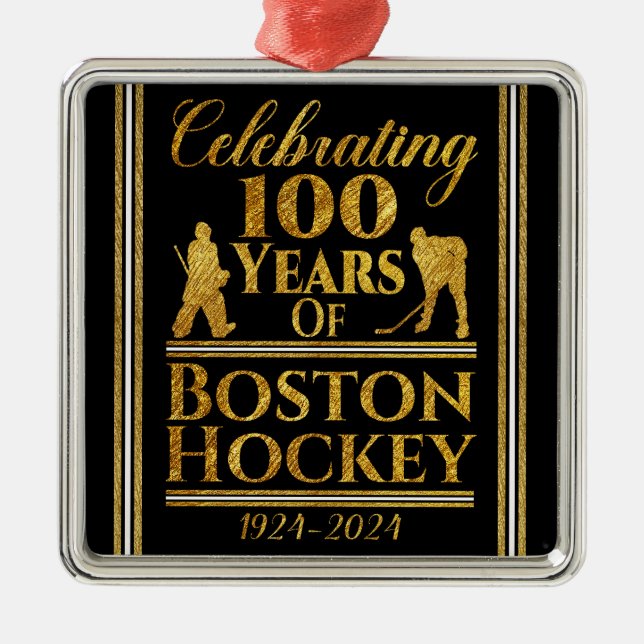 100 Years Of Boston Hockey Metal Tree Decoration (Front)