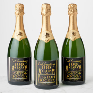 100 Years Of Boston Hockey Sparkling Wine Label